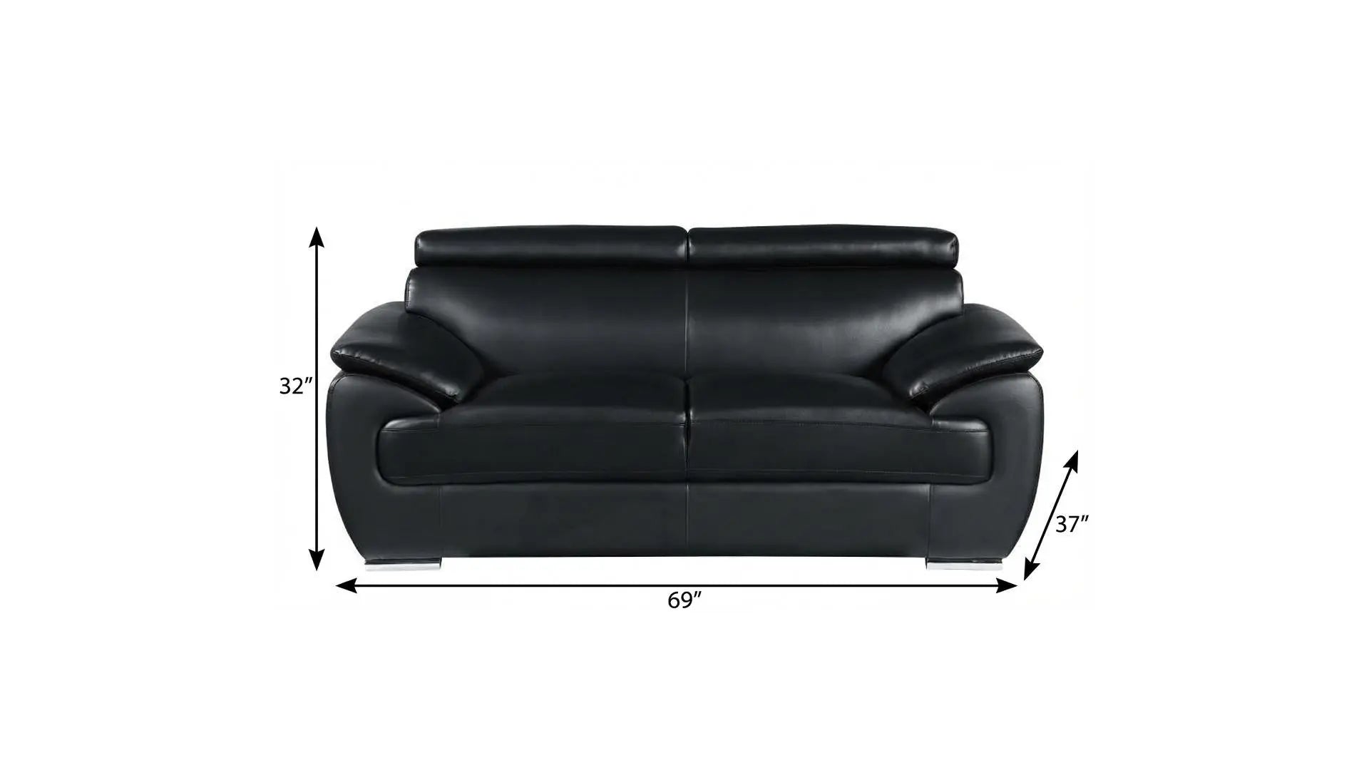 69" Black And Silver Faux Leather Loveseat Homeroots Living Room