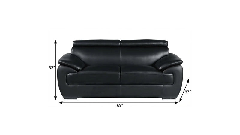 69" Black And Silver Faux Leather Loveseat Homeroots Living Room