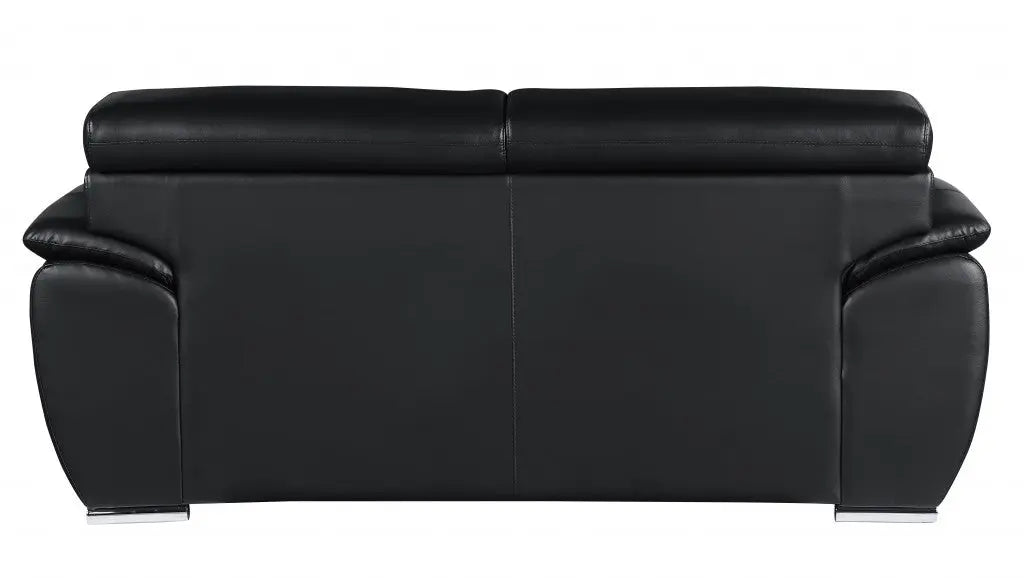 69" Black And Silver Faux Leather Loveseat Homeroots Living Room