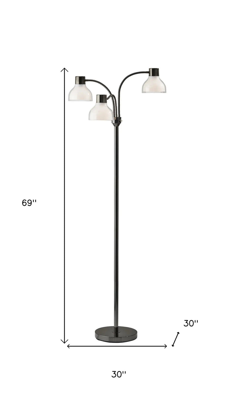 69" Black And White Metal Three Light Tree Floor Lamp With White Bowl Shade Homeroots Lighting