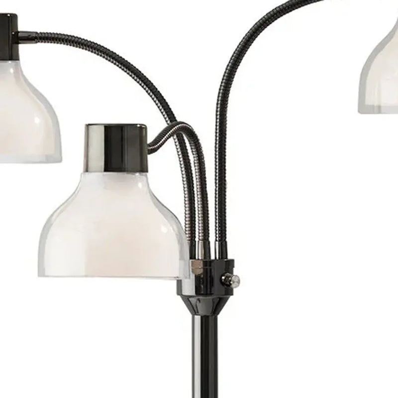 69" Black And White Metal Three Light Tree Floor Lamp With White Bowl Shade Homeroots Lighting