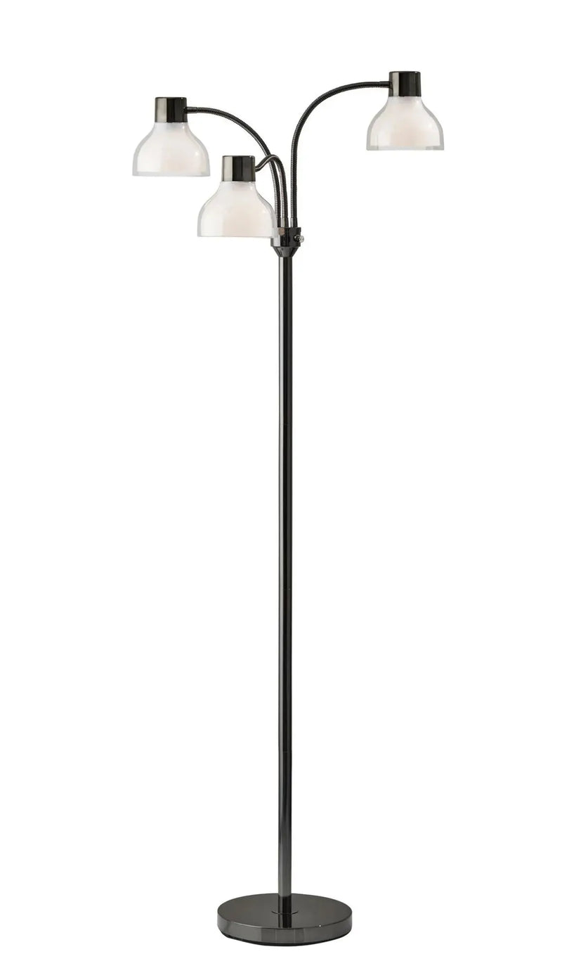 69" Black And White Metal Three Light Tree Floor Lamp With White Bowl Shade Homeroots Lighting