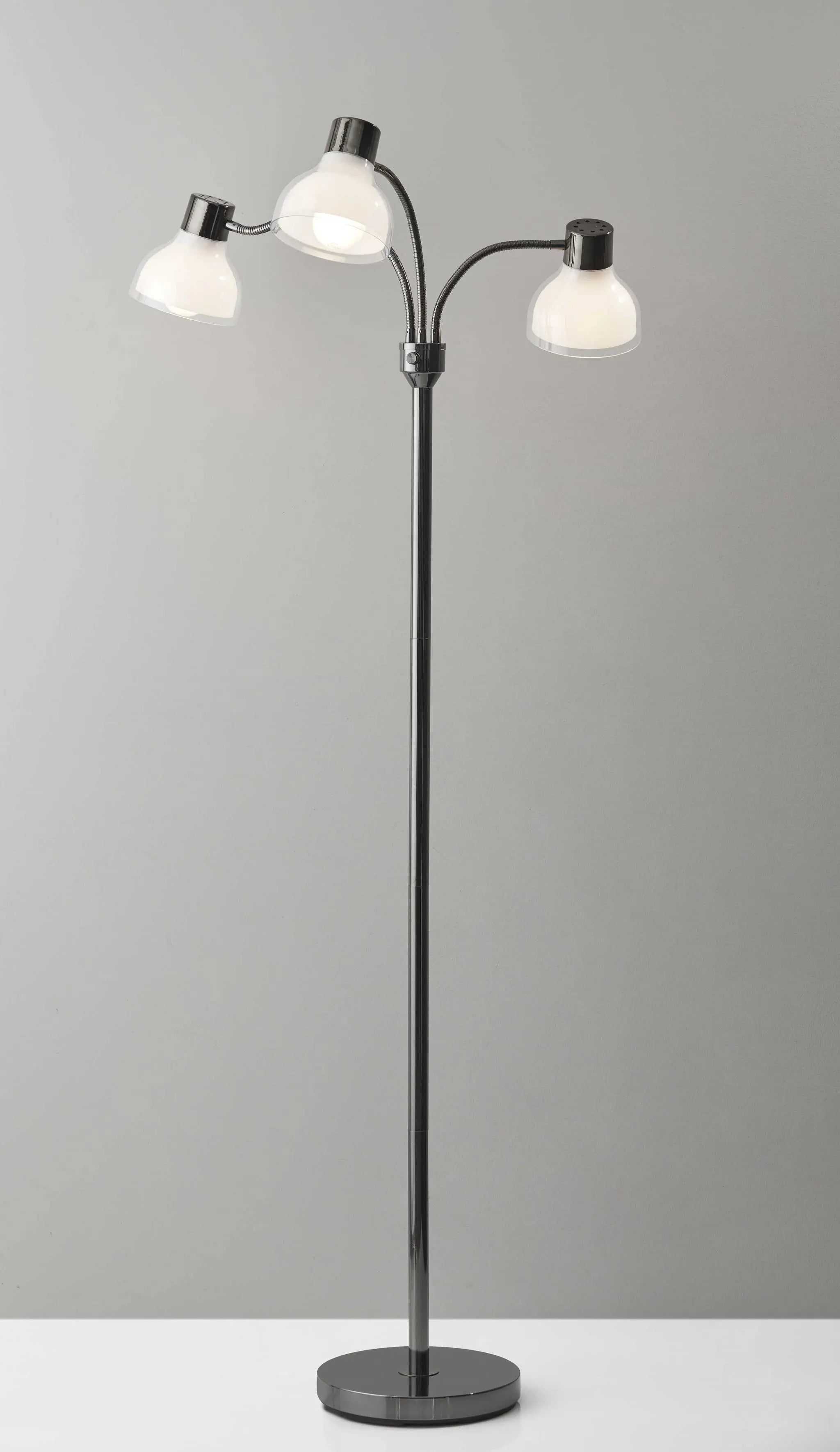 69" Black And White Metal Three Light Tree Floor Lamp With White Bowl Shade Homeroots Lighting