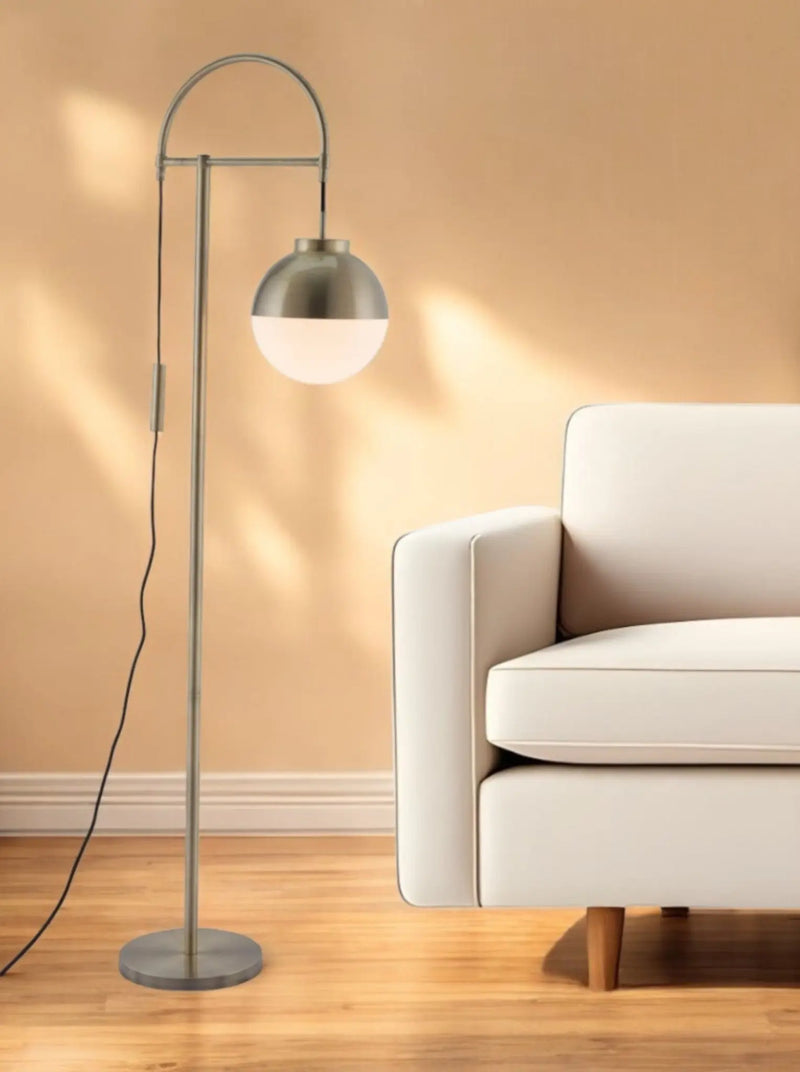 69" Bronze Steel Floor Lamp With Bronze Steel Globe Shade Homeroots Lighting