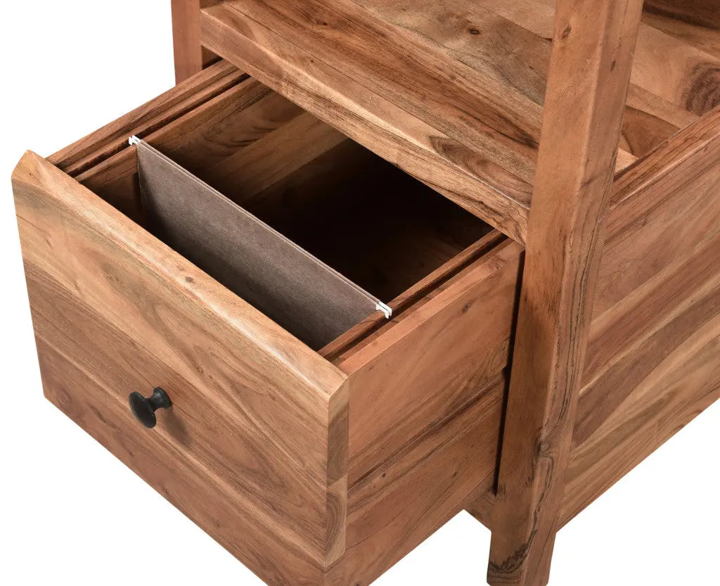 69" Brown Live Edge Solid Wood Writing Desk With Four Drawers Homeroots Office