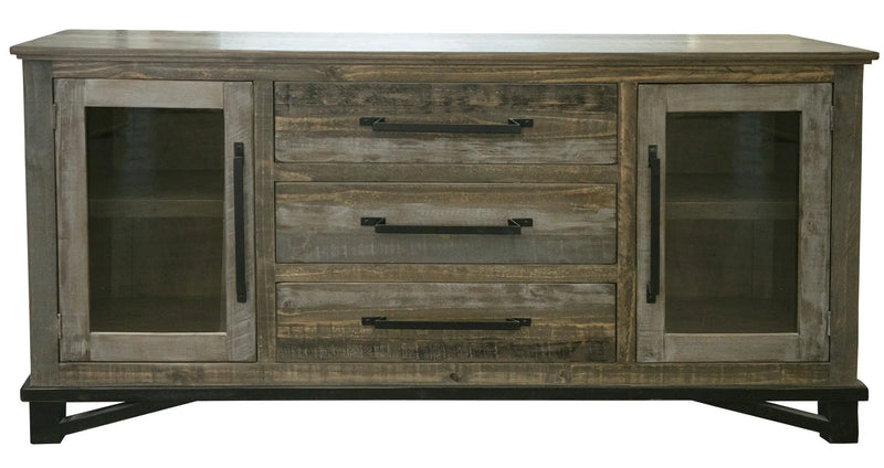 69" Brown Solid and Manufactured Wood Distressed Buffet Table Homeroots Kitchen & Dining
