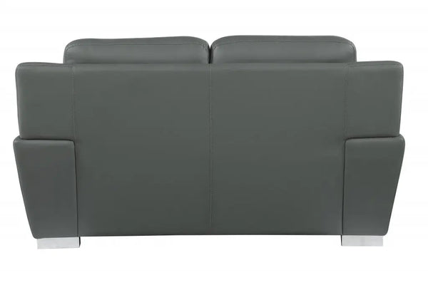 69" Gray And Silver Faux Leather Love Seat Homeroots Living Room