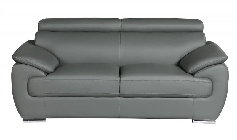 69" Gray And Silver Faux Leather Loveseat Homeroots Living Room