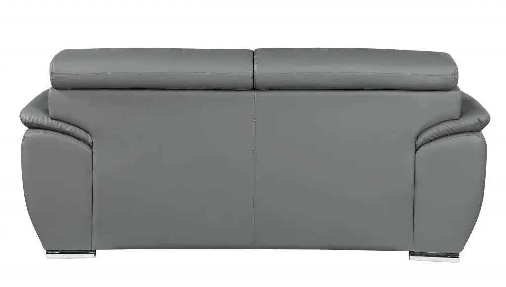 69" Gray And Silver Faux Leather Loveseat Homeroots Living Room