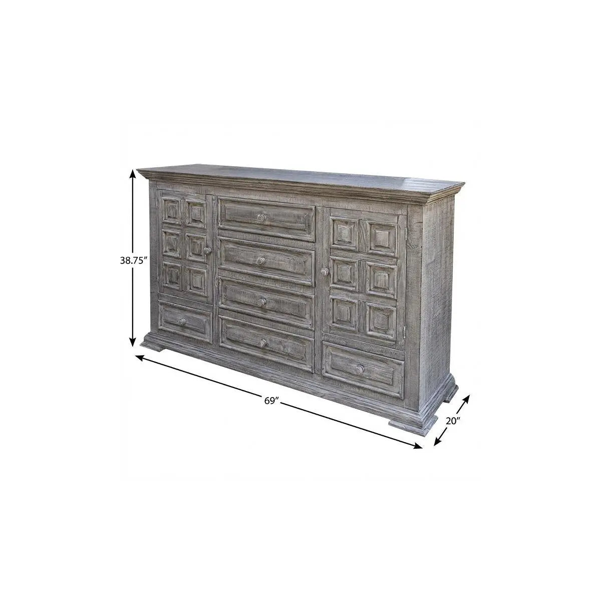 69" Gray Solid Wood Six Drawer Triple Dresser Homeroots Bed & Bath