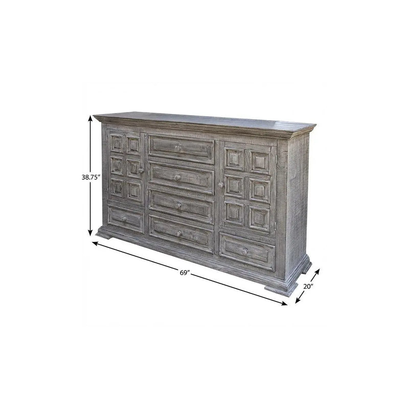 69" Gray Solid Wood Six Drawer Triple Dresser Homeroots Bed & Bath