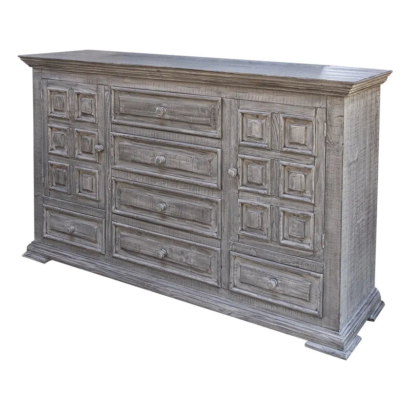 69" Gray Solid Wood Six Drawer Triple Dresser Homeroots Bed & Bath
