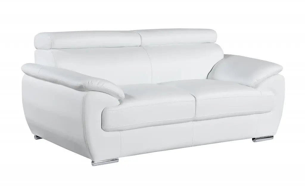 69" White And Silver Faux Leather Loveseat Homeroots Living Room