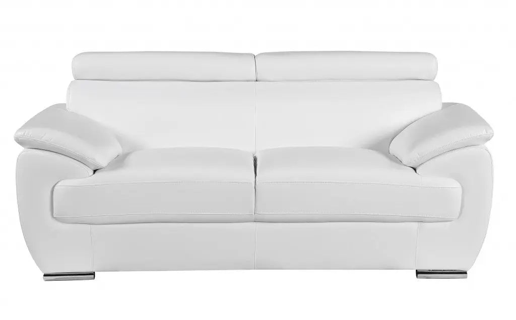 69" White And Silver Faux Leather Loveseat Homeroots Living Room