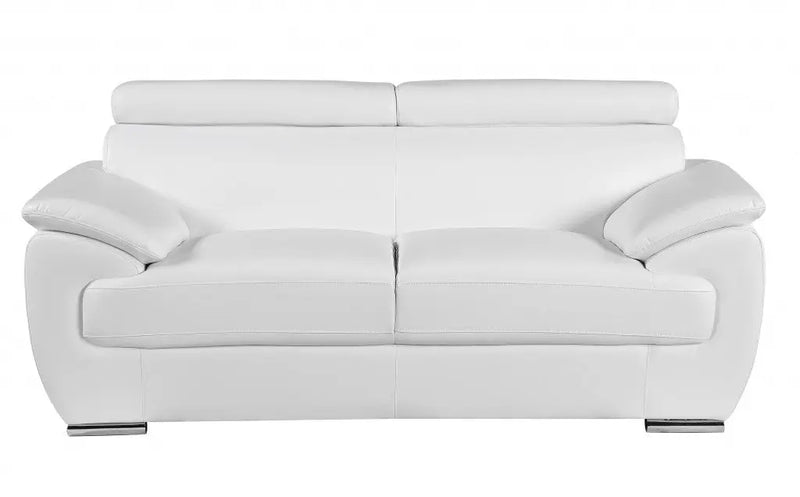 69" White And Silver Faux Leather Loveseat Homeroots Living Room