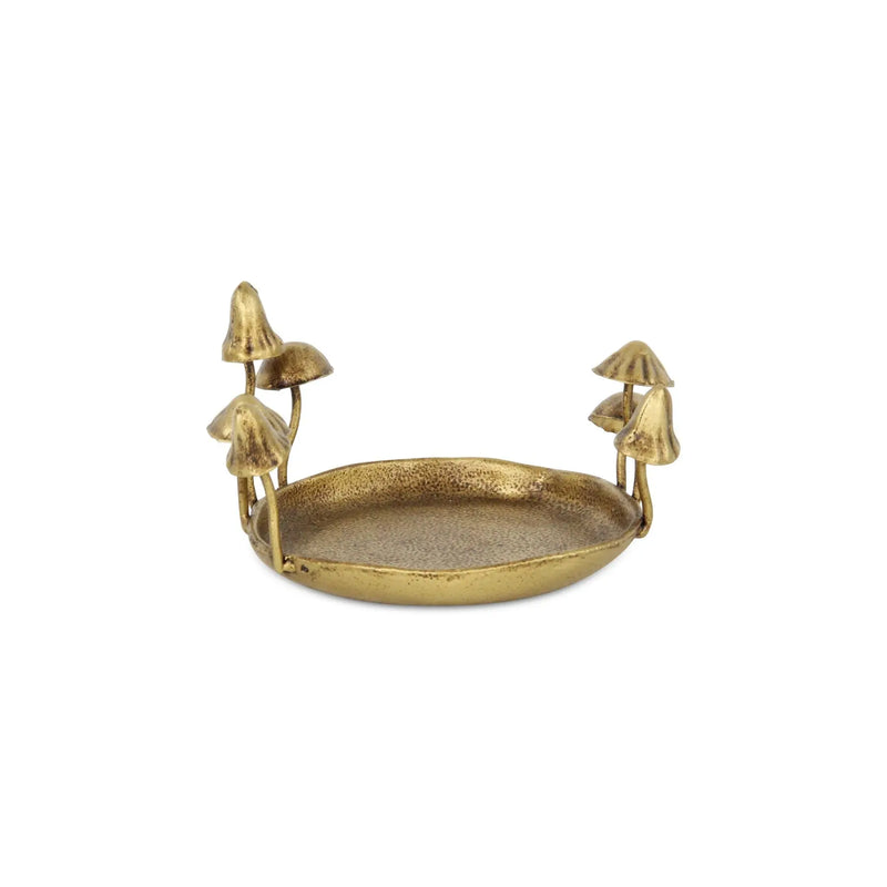 6" Antiqued Gold Cast Iron Mushrooms Trinket Tray Homeroots Kitchen & Dining