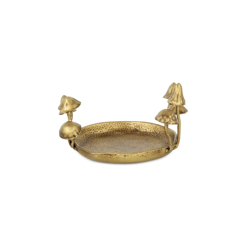 6" Antiqued Gold Cast Iron Mushrooms Trinket Tray Homeroots Kitchen & Dining