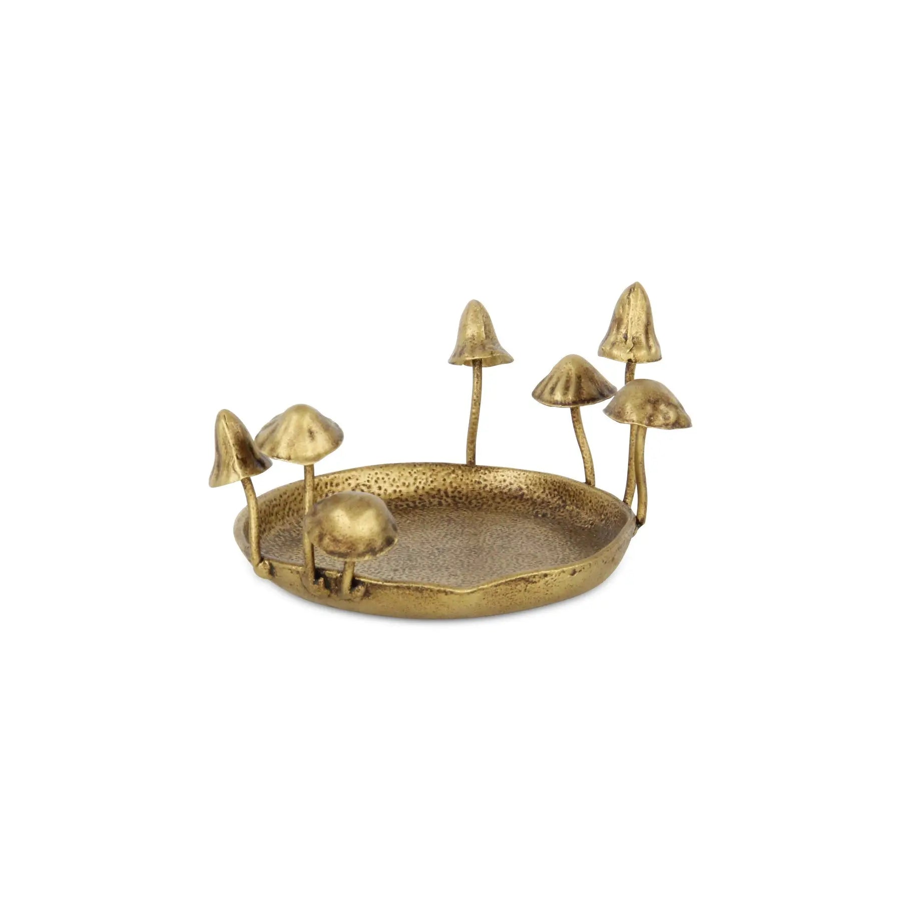 6" Antiqued Gold Cast Iron Mushrooms Trinket Tray Homeroots Kitchen & Dining