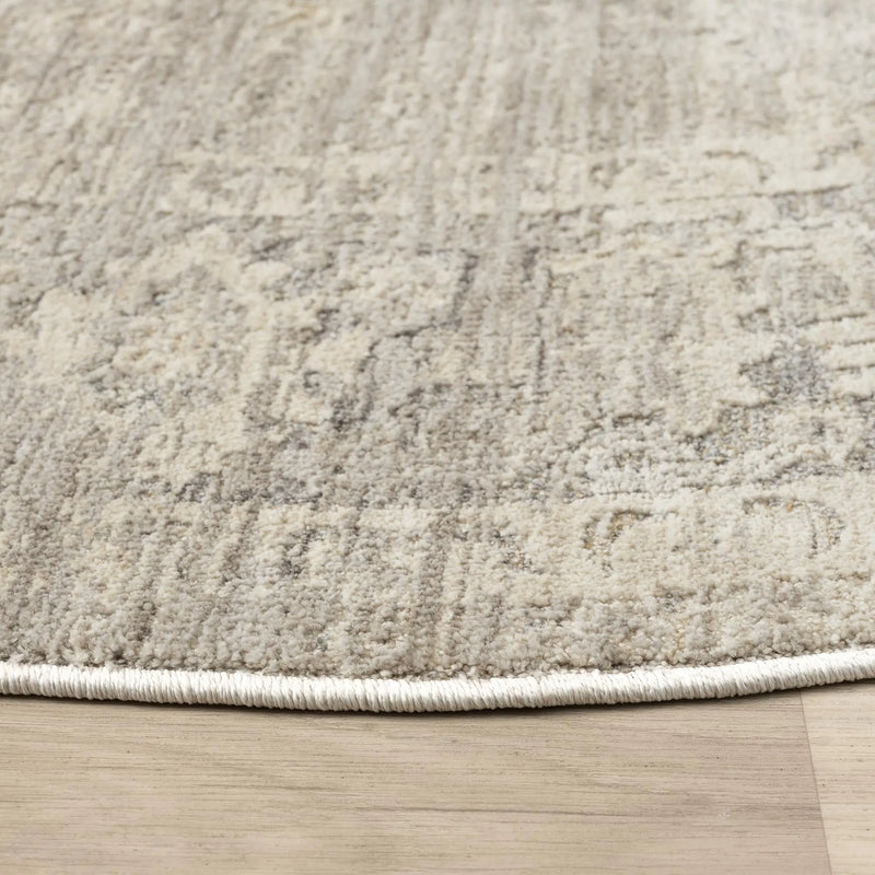 6' Beige And Blue Abstract Round Rug Homeroots Home Decor