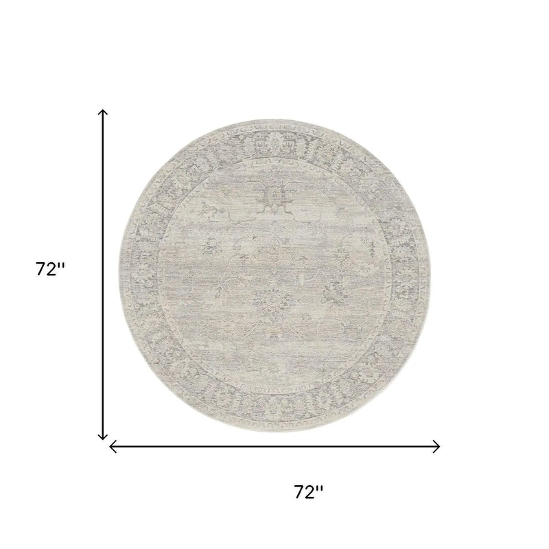 6' Beige And Blue Abstract Round Rug Homeroots Home Decor