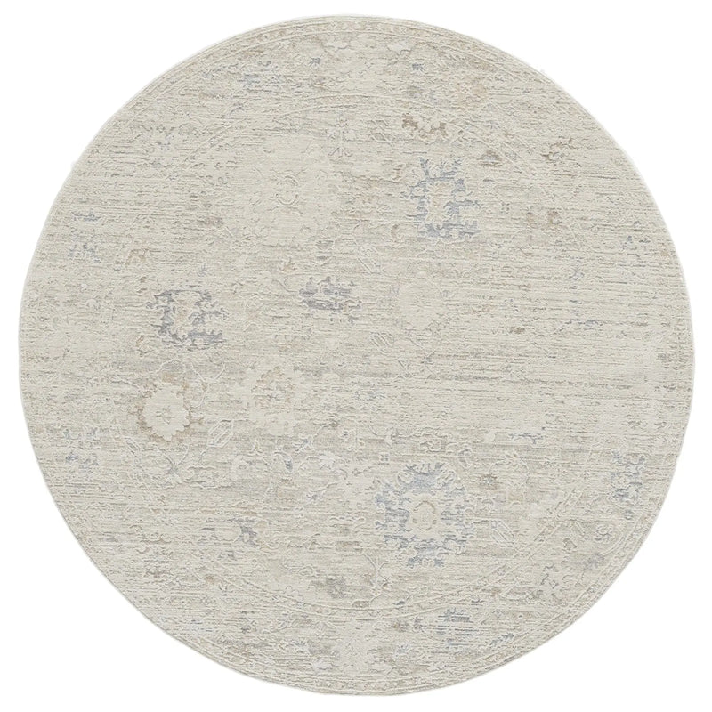 6' Beige And Ivory Abstract Round Rug Homeroots Home Decor