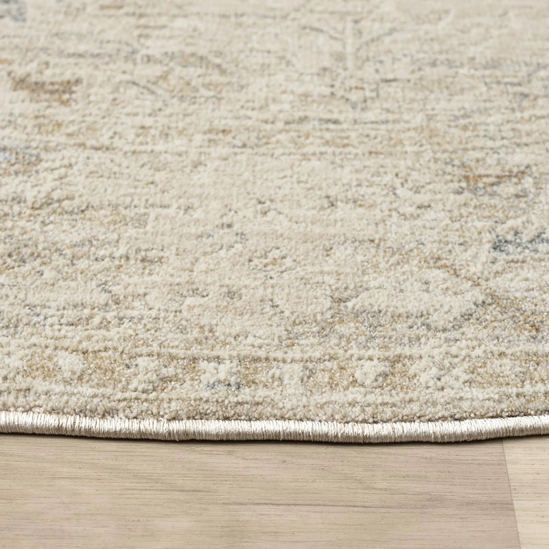6' Beige And Ivory Abstract Round Rug Homeroots Home Decor