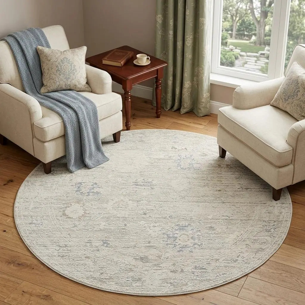 6' Beige And Ivory Abstract Round Rug Homeroots Home Decor