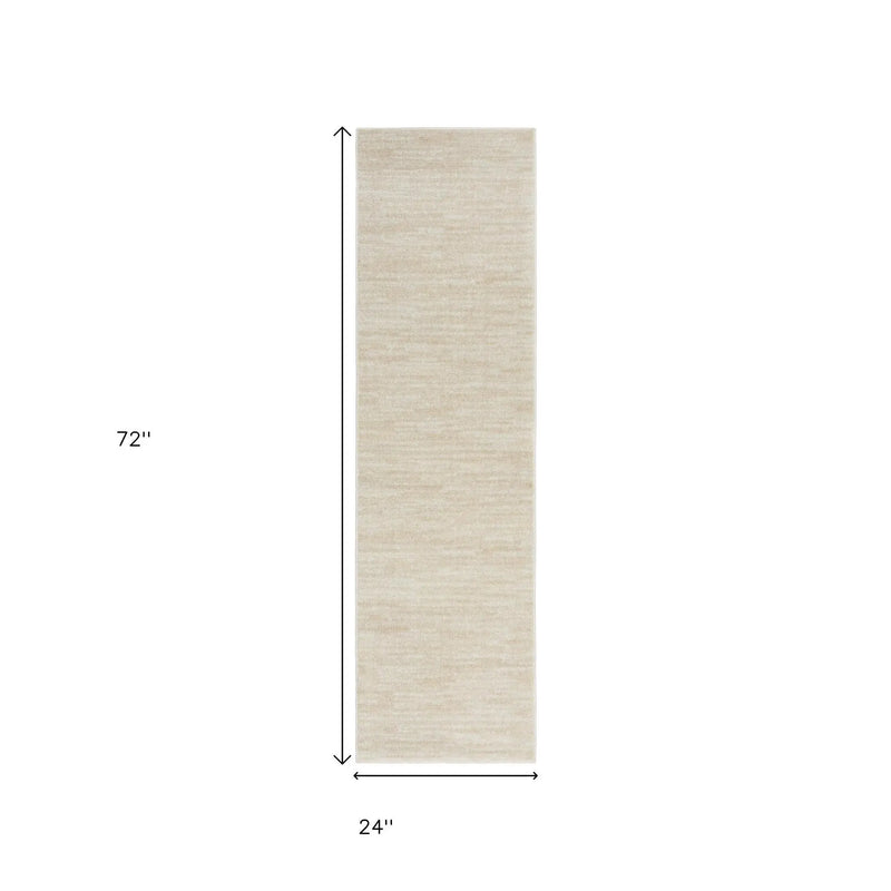 6' Beige And Ivory Indoor Outdoor Runner Rug - GreatEagleInc