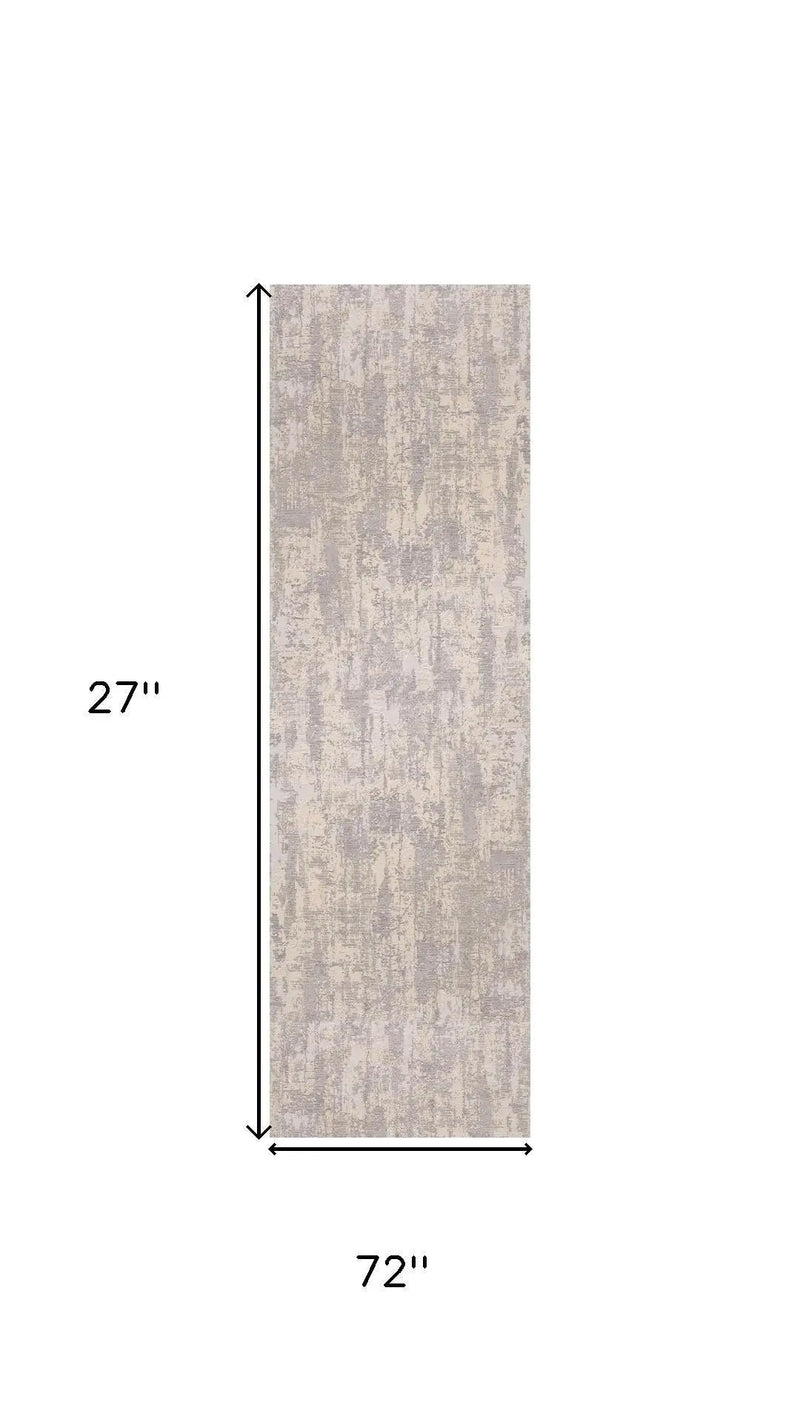 6' Beige Cream Gray Light Gray And Taupe Abstract Distressed Runner Rug Homeroots Home Decor