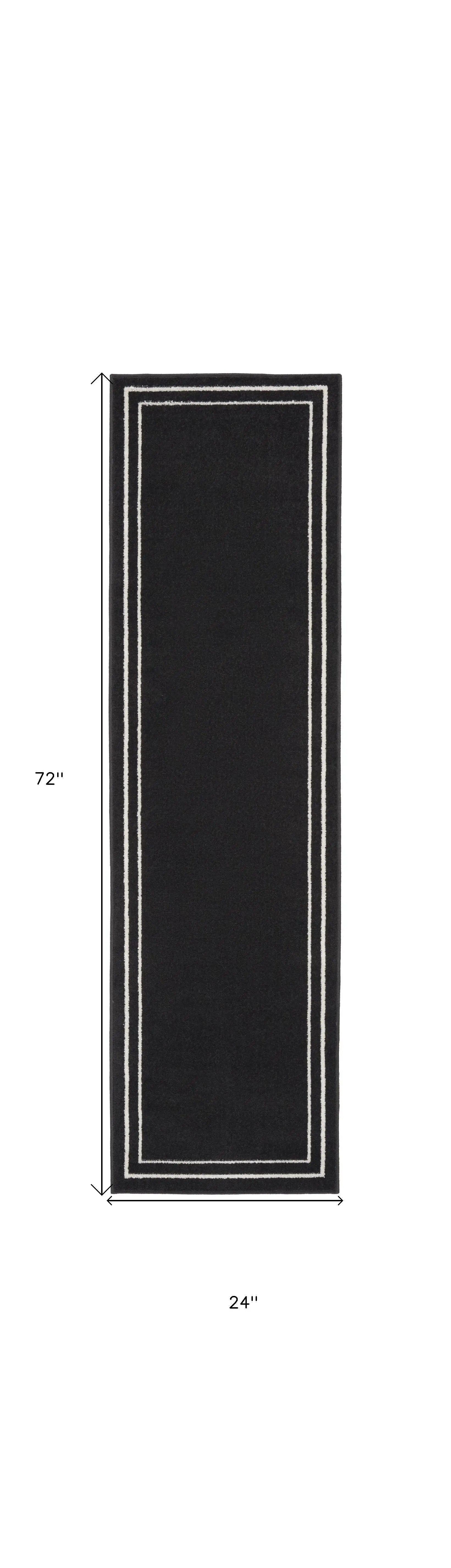6' Black And Ivory Indoor Outdoor Runner Rug Homeroots Outdoor