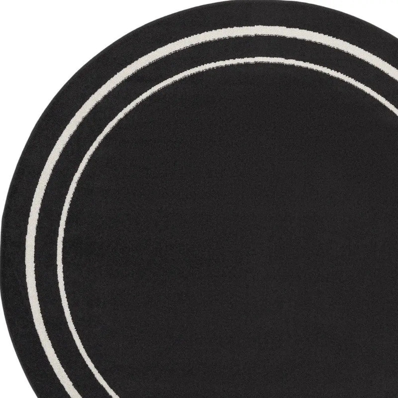 6' Black And Ivory Round Indoor Outdoor Area Rug Homeroots Outdoor