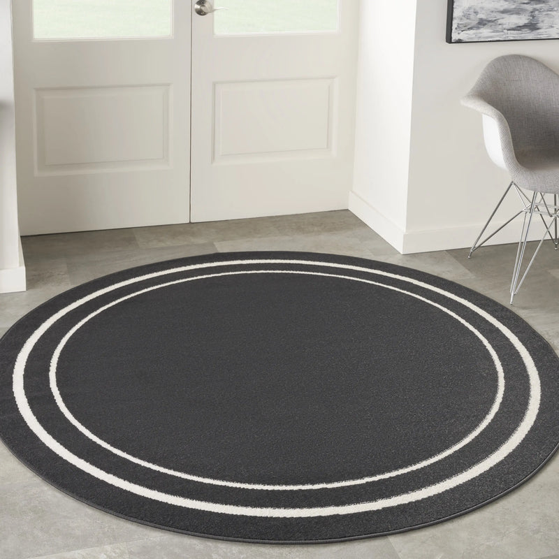 6' Black And Ivory Round Indoor Outdoor Area Rug Homeroots Outdoor