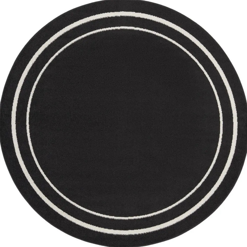 6' Black And Ivory Round Indoor Outdoor Area Rug Homeroots Outdoor