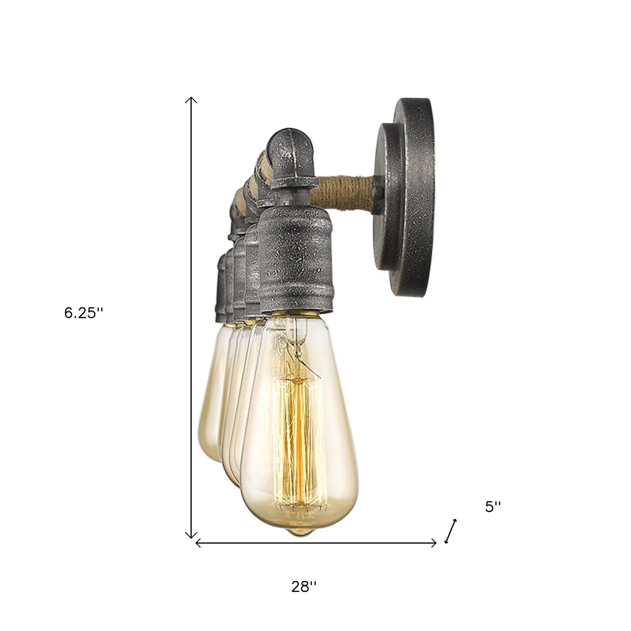 6" Black Metal Vanity Flush Mounted Sconce Homeroots Lighting