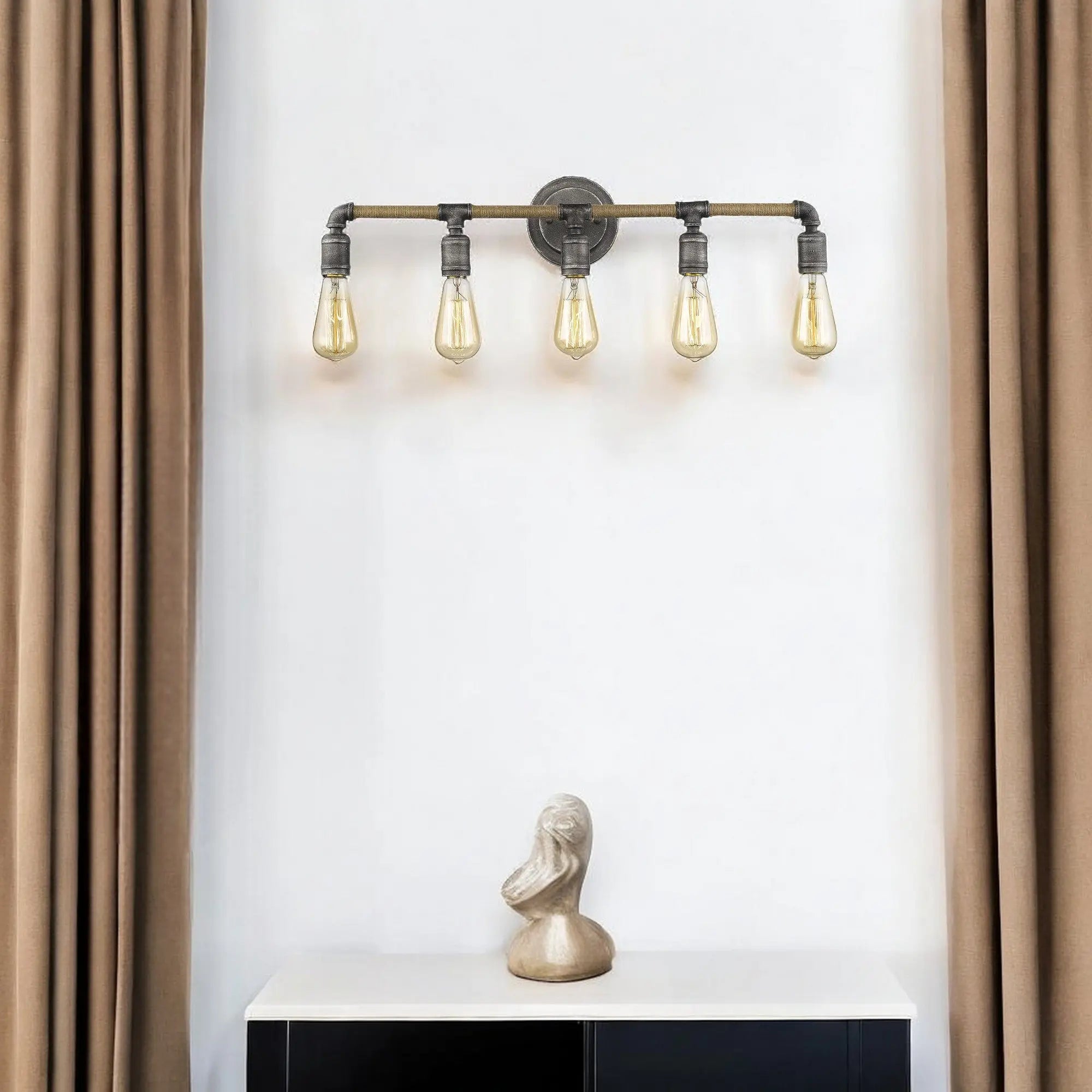 6" Black Metal Vanity Flush Mounted Sconce Homeroots Lighting