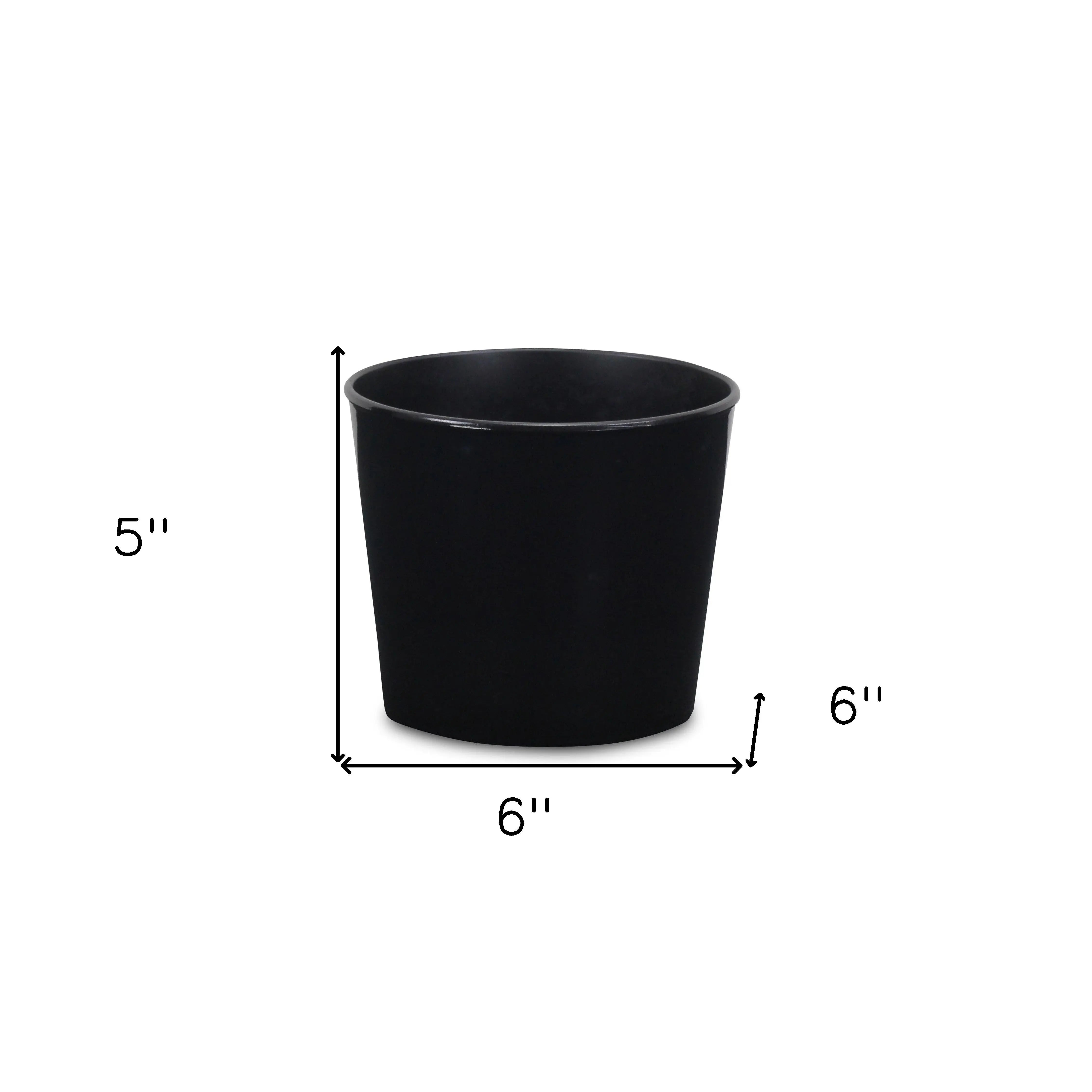 6" Black Recycled Plastic Indoor Outdoor Round Pot Planter Homeroots Outdoor