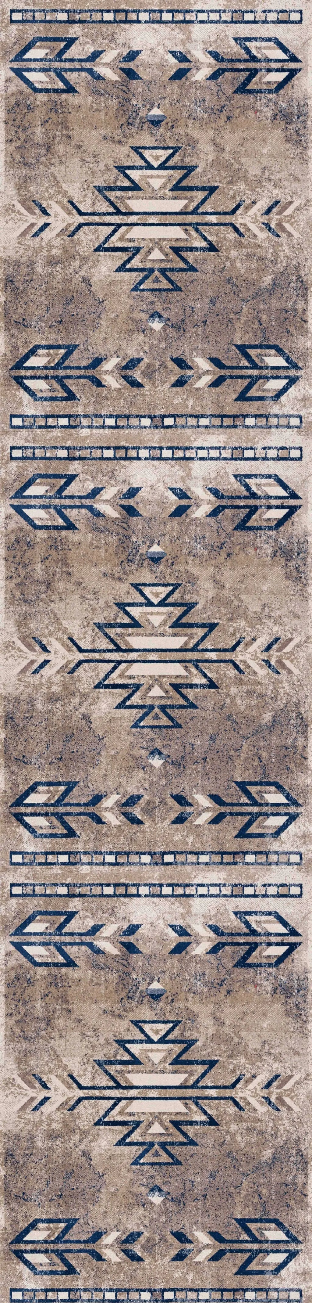 6' Blue And Beige Abstract Runner Rug Homeroots Home Decor