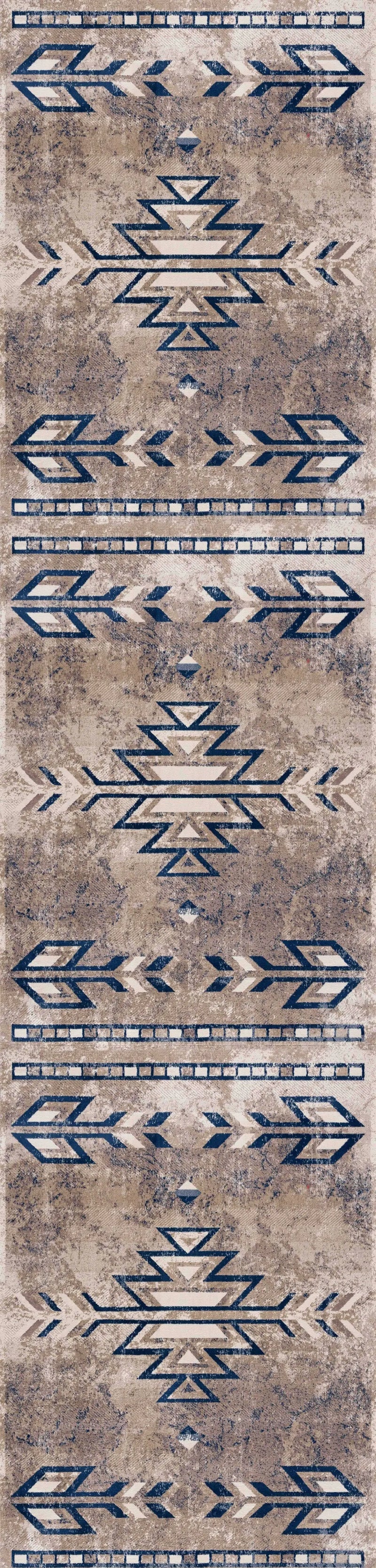 6' Blue And Beige Abstract Runner Rug Homeroots Home Decor