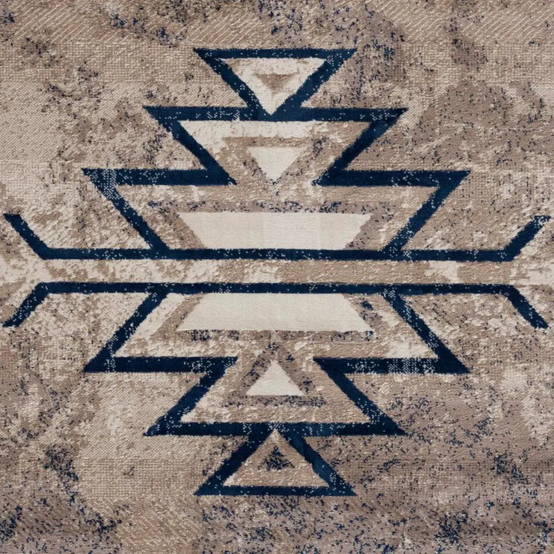 6' Blue And Beige Abstract Runner Rug Homeroots Home Decor
