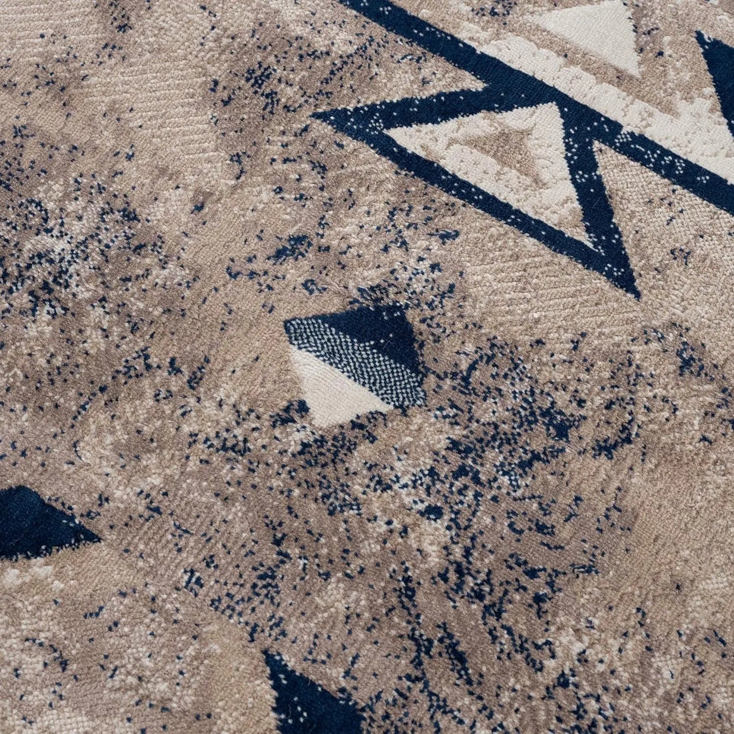 6' Blue And Beige Abstract Runner Rug Homeroots Home Decor
