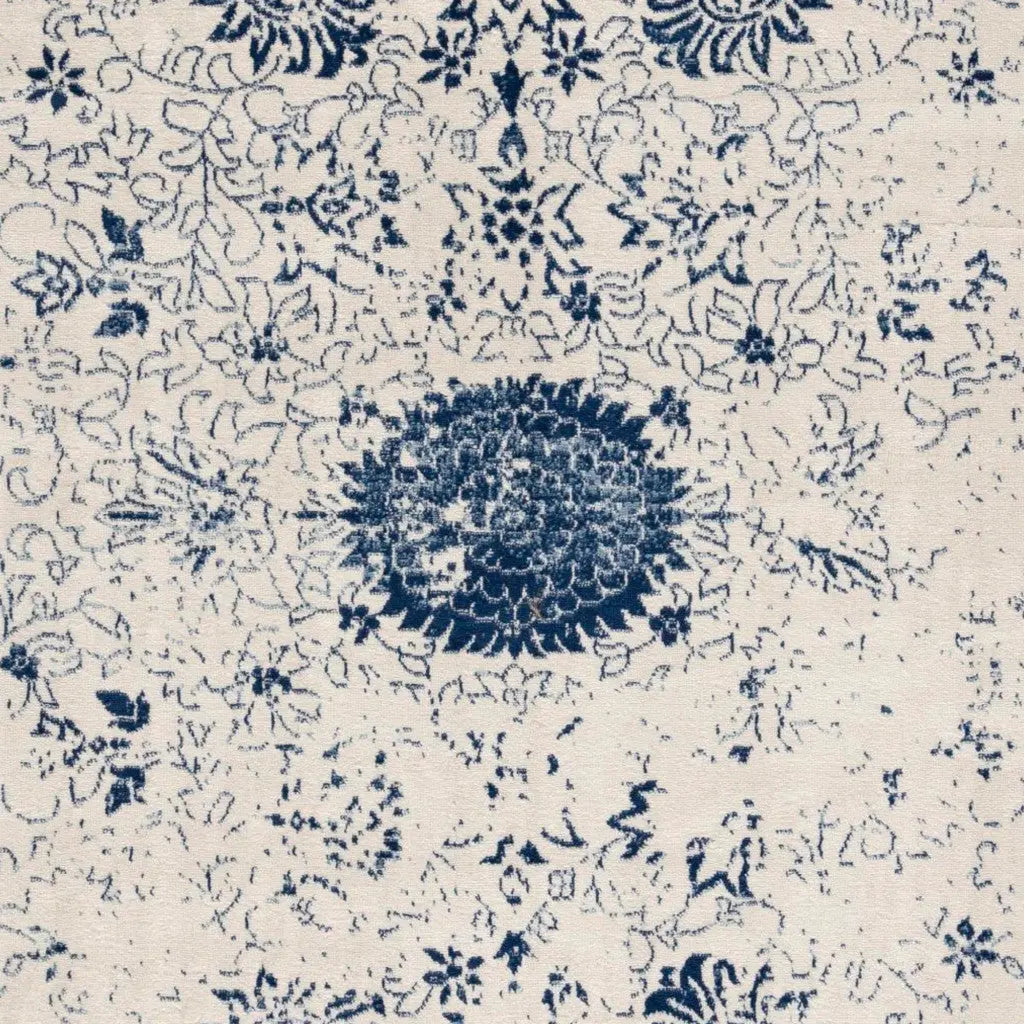 6' Blue And Cream Abstract Runner Rug Homeroots Home Decor
