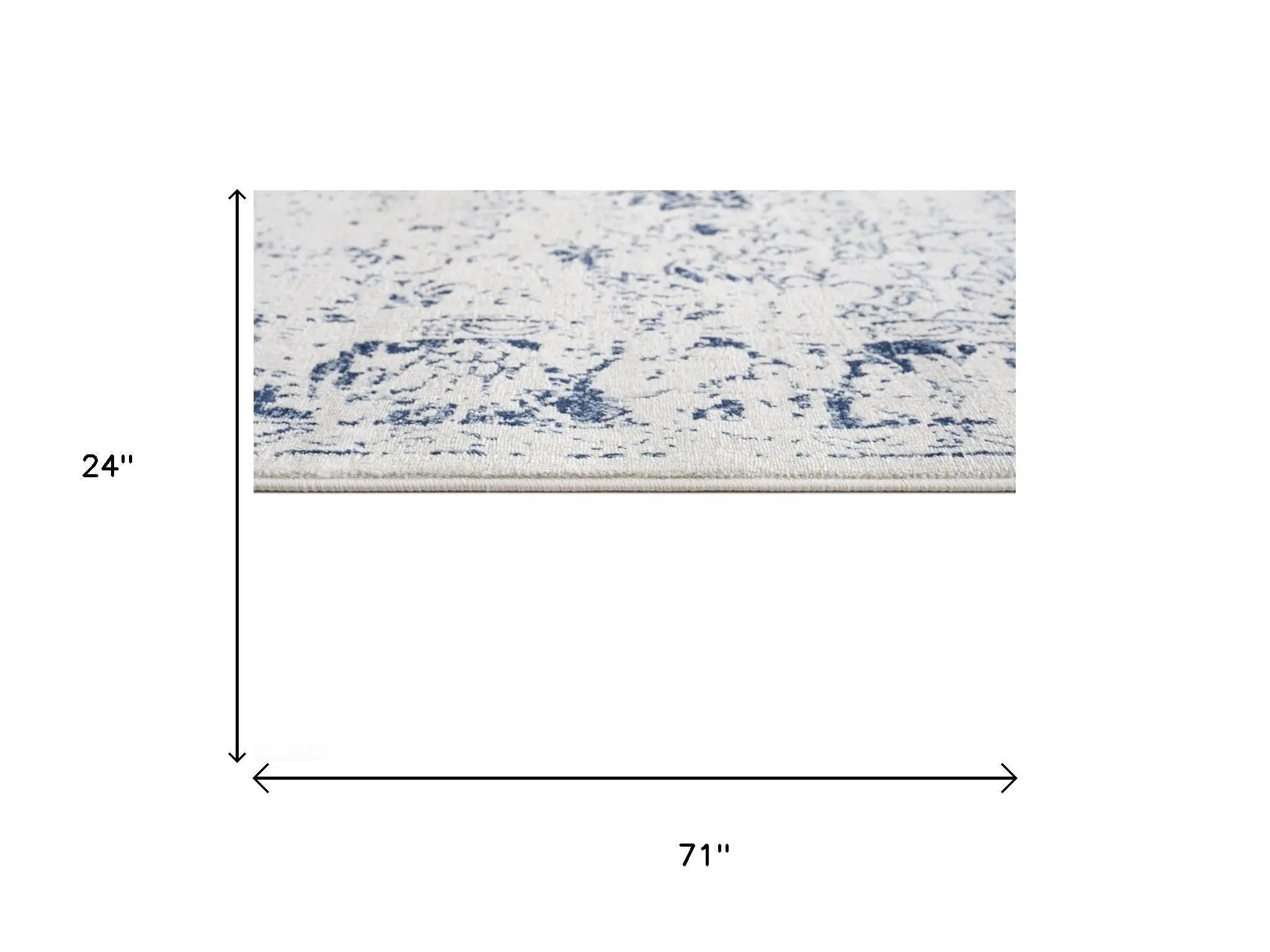 6' Blue And Cream Abstract Runner Rug Homeroots Home Decor