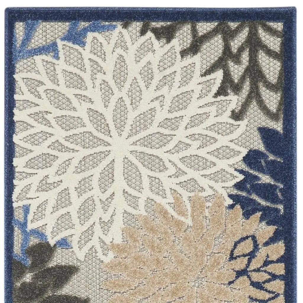 6' Blue And Gray Indoor Outdoor Area Rug - GreatEagleInc
