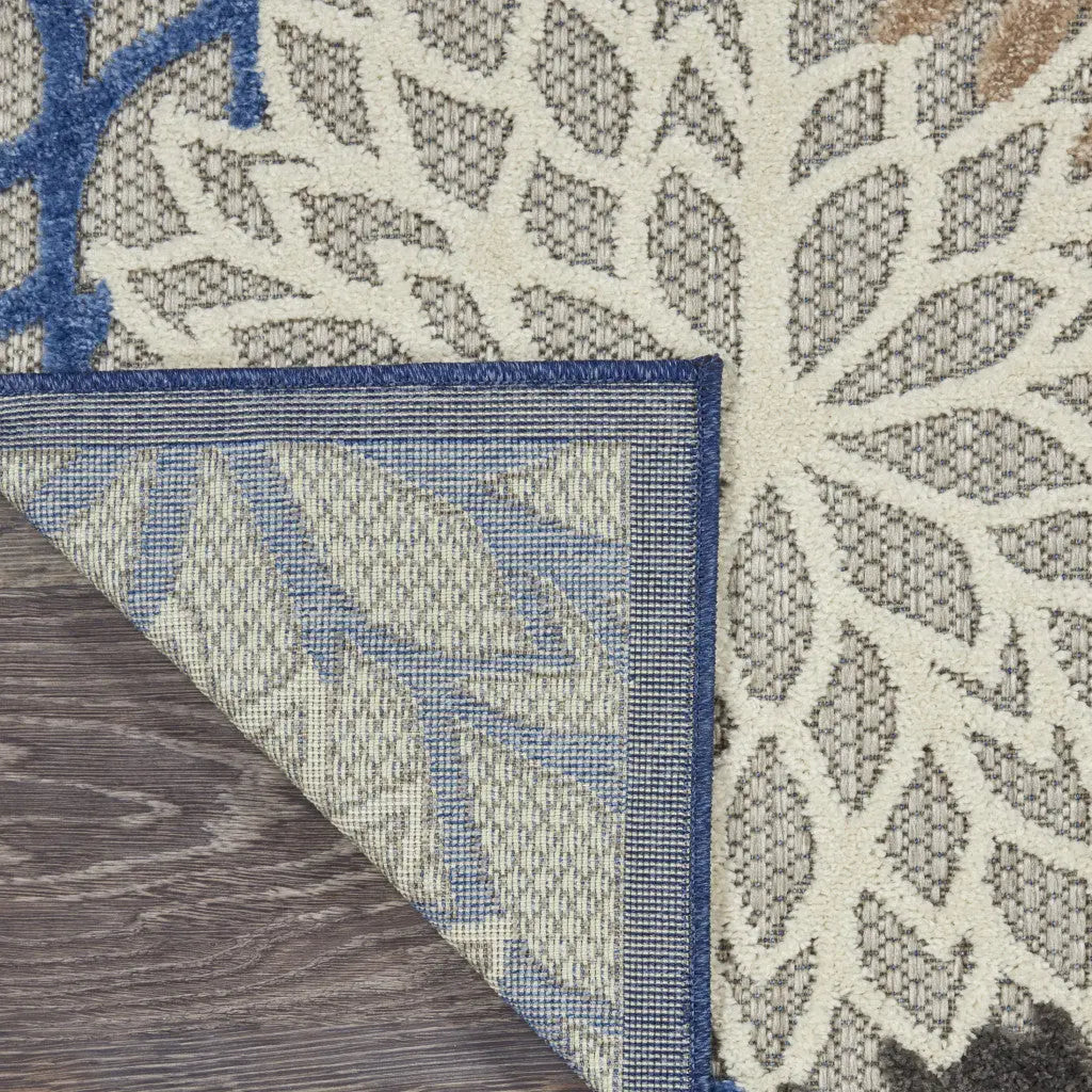 6' Blue And Gray Indoor Outdoor Area Rug - GreatEagleInc