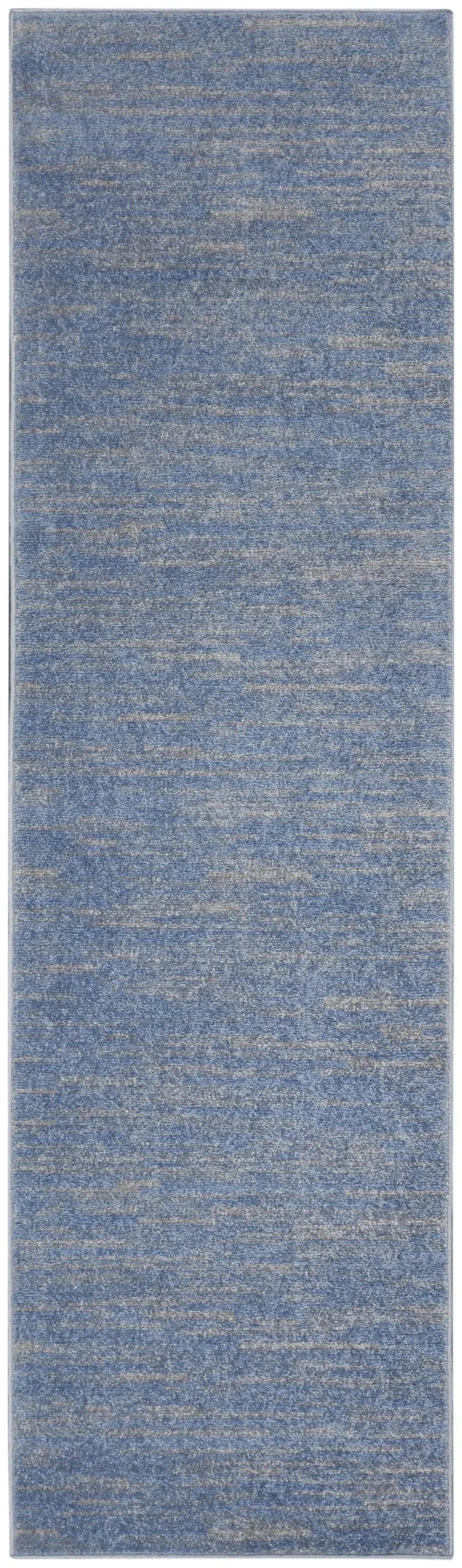 6' Blue And Gray Indoor Outdoor Runner Rug - GreatEagleInc