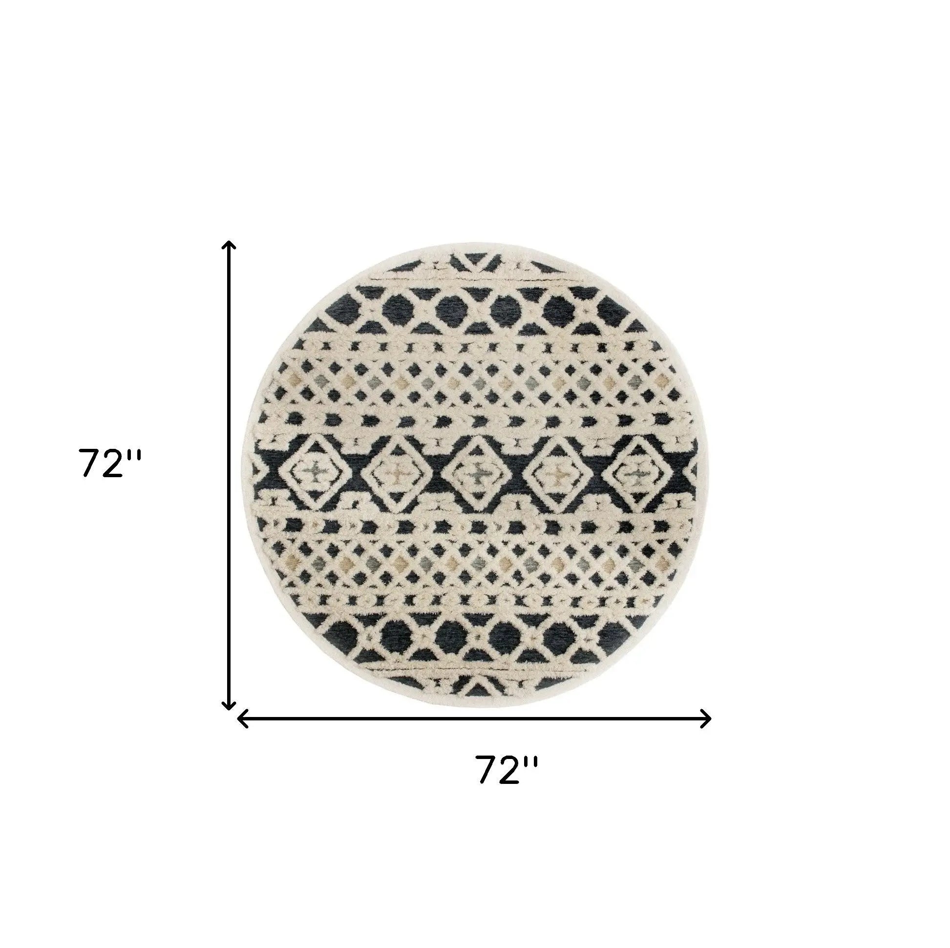 6' Blue And Ivory Wool Hand Tufted Round Rug Homeroots Home Decor