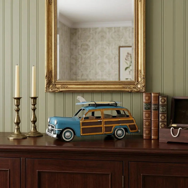 6" Blue And Yellow Metal Hand Painted Decorative Car Homeroots Home Decor
