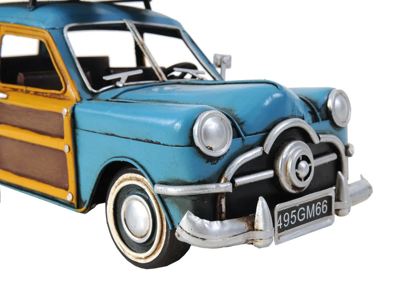 6" Blue And Yellow Metal Hand Painted Decorative Car Homeroots Home Decor