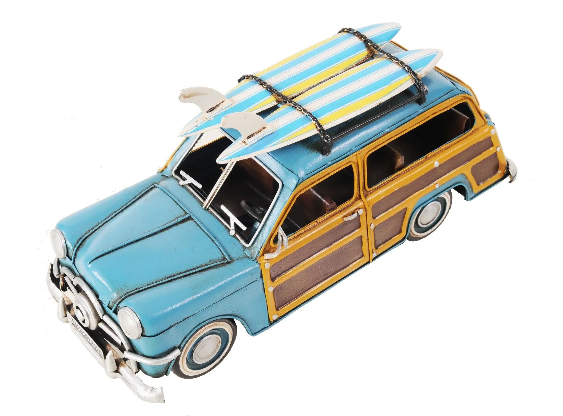 6" Blue And Yellow Metal Hand Painted Decorative Car Homeroots Home Decor