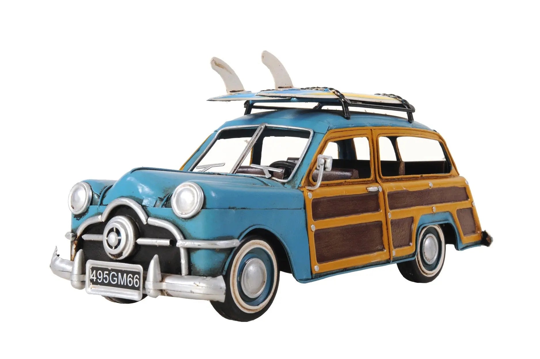 6" Blue And Yellow Metal Hand Painted Decorative Car Homeroots Home Decor